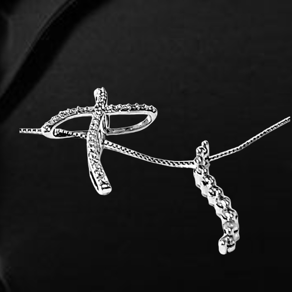 14K White Gold Convertible Cross Pendant with Natural Diamonds & Stud Earring